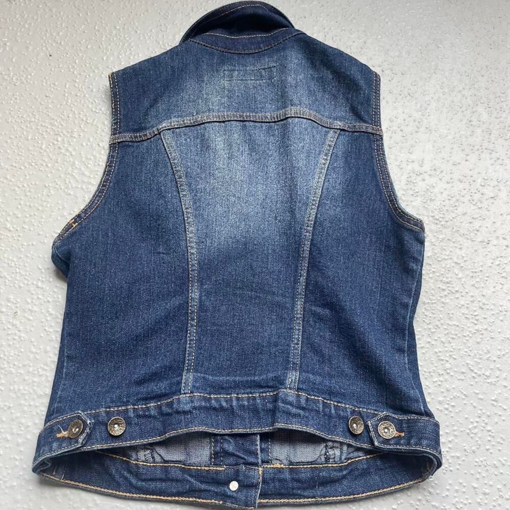 Y2K Vintage Button Up Denim‎ Vest Jean Vest - Picture 3 of 8